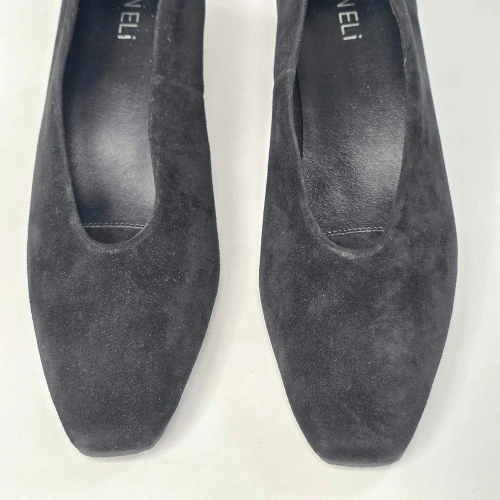 Vaneli Solara Womens Heels Size 7.5 Black Suede Block Heel Slip On Classic Shoes